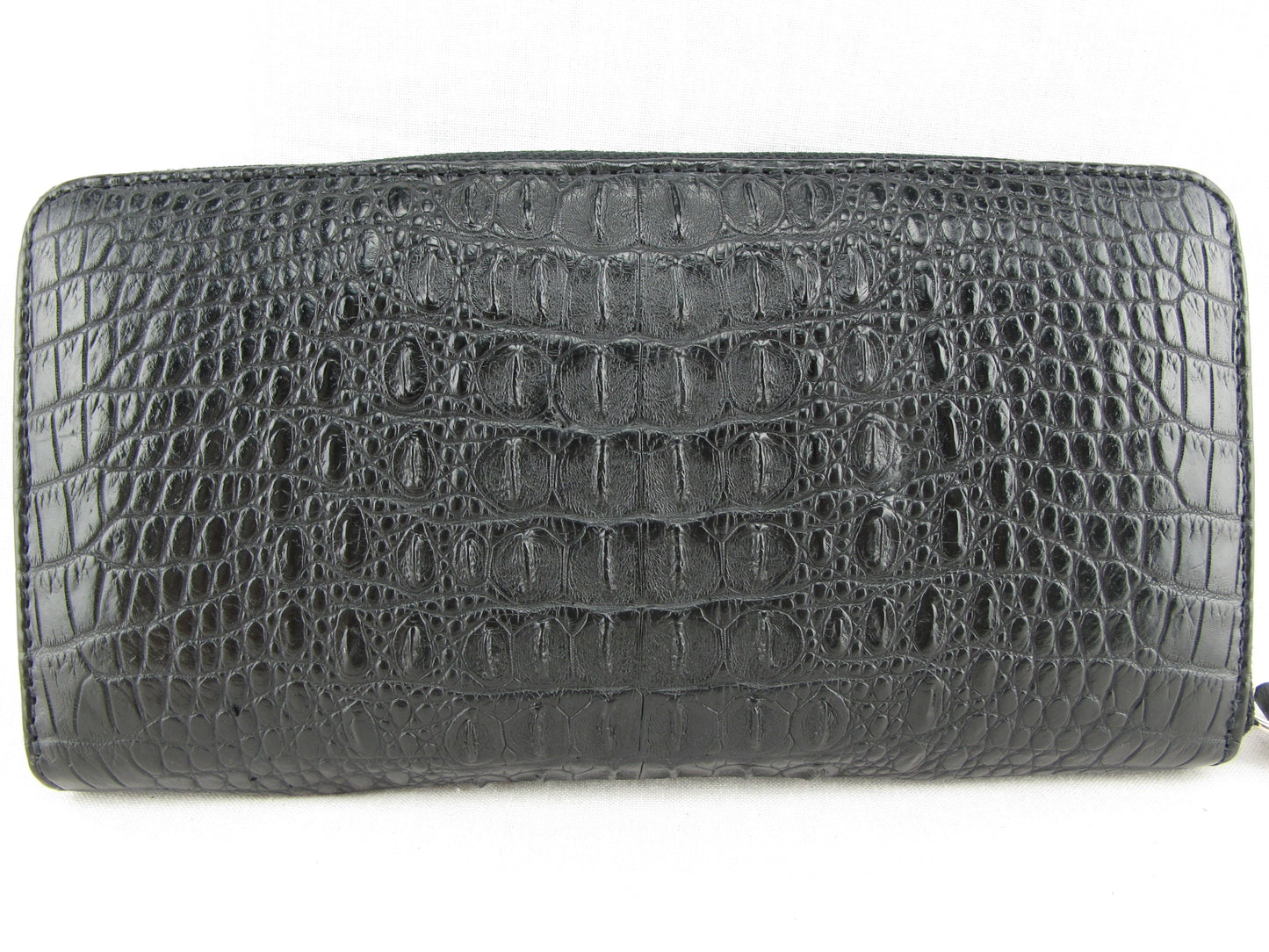 Genuine Crocodile Hornback Skin Leather Zip Around Clutch Wallet Purse