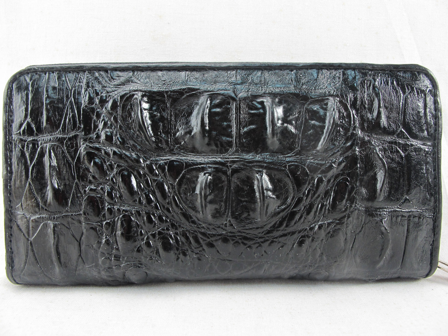 Genuine Crocodile Hornback Skin Leather Zip Around Clutch Wallet Purse