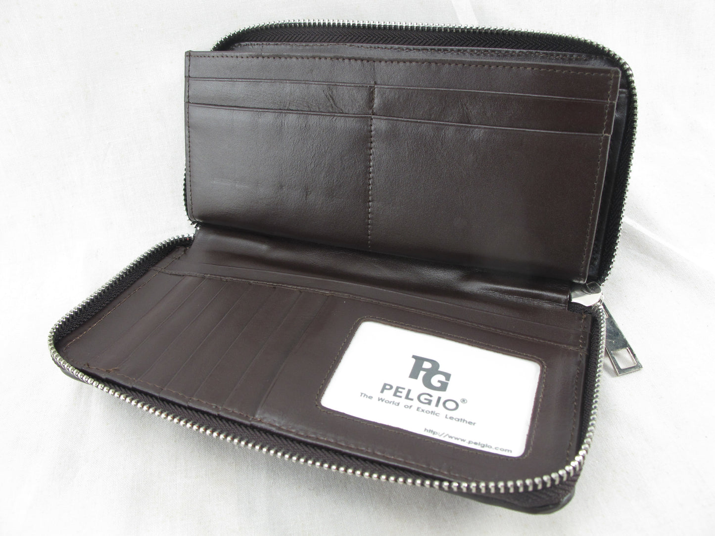 Genuine Crocodile Hornback Skin Leather Zip Around Clutch Wallet Purse