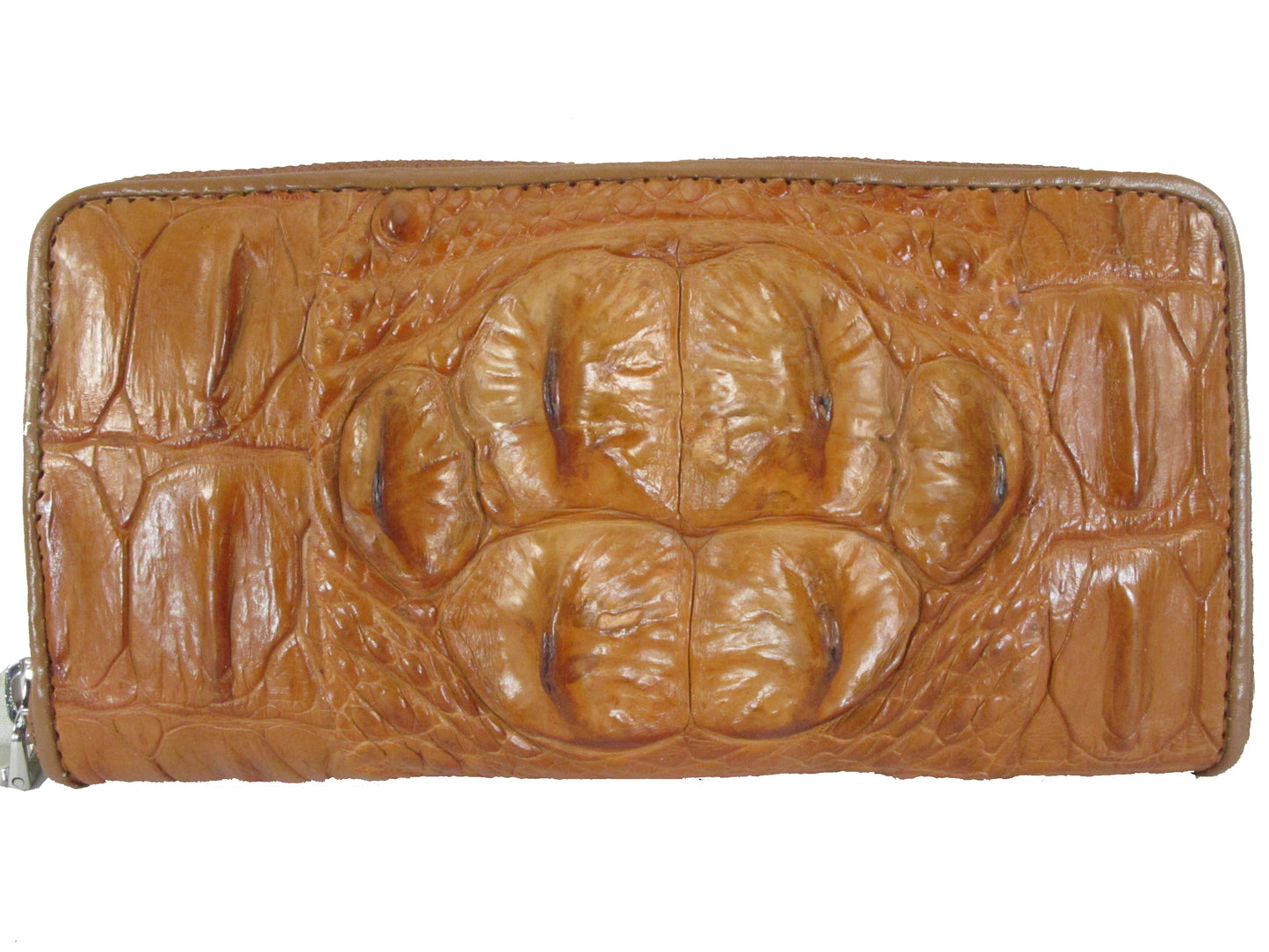 Genuine Crocodile Hornback Skin Leather Zip Around Clutch Wallet Purse