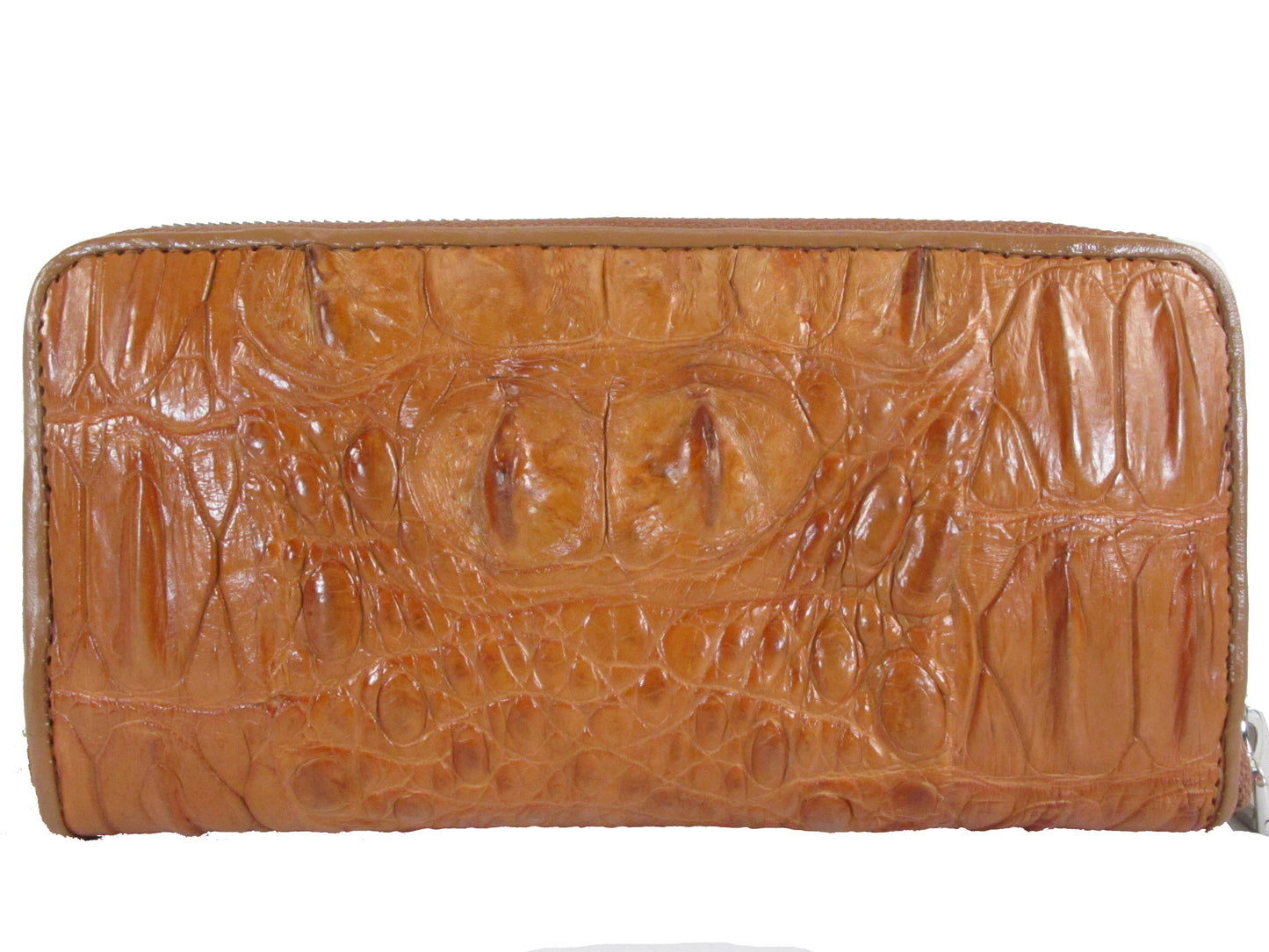 Genuine Crocodile Hornback Skin Leather Zip Around Clutch Wallet Purse