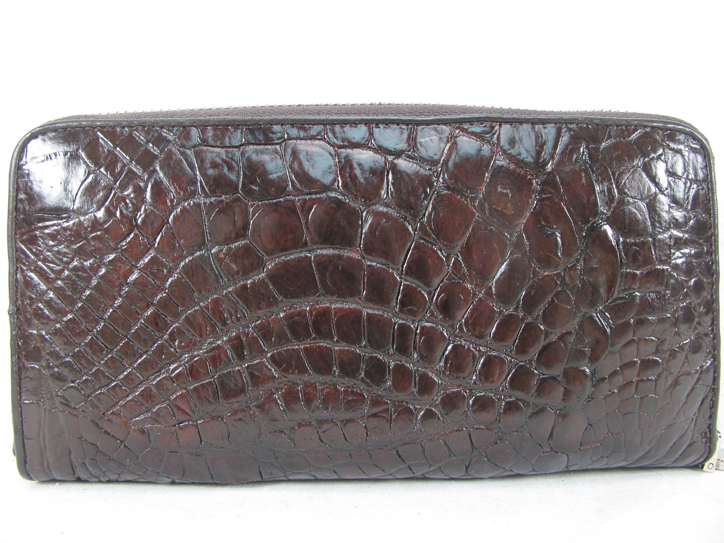Genuine Crocodile Foot Claw Skin Leather Zip Around Clutch Wallet Purse