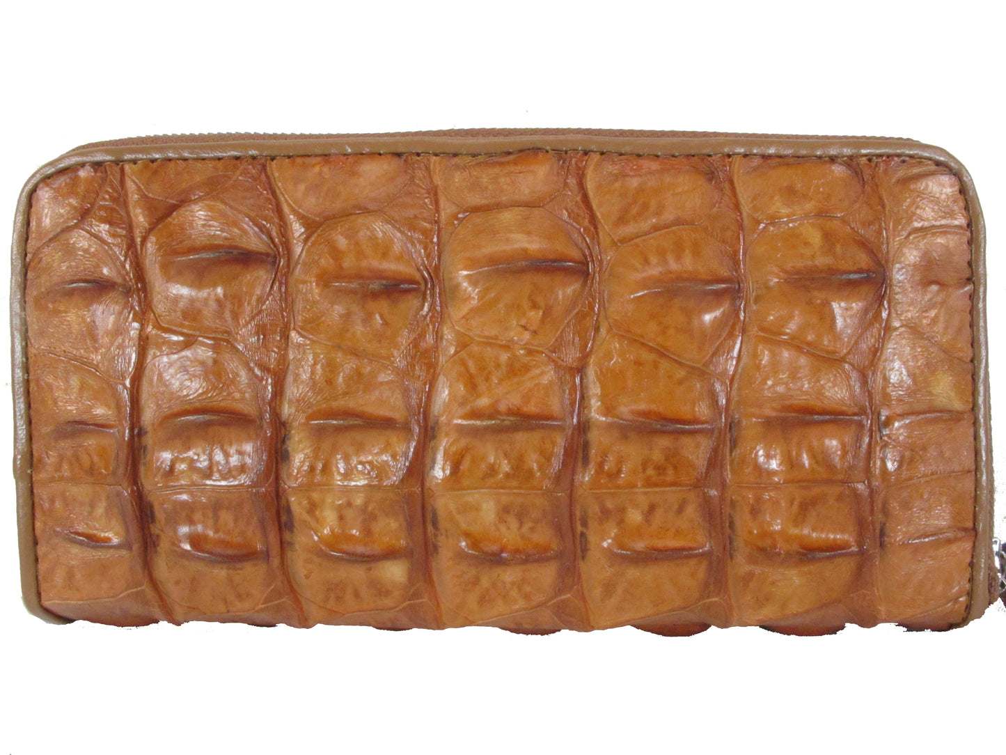 Genuine Crocodile Backbone Skin Leather Zip Around Clutch Wallet Purse