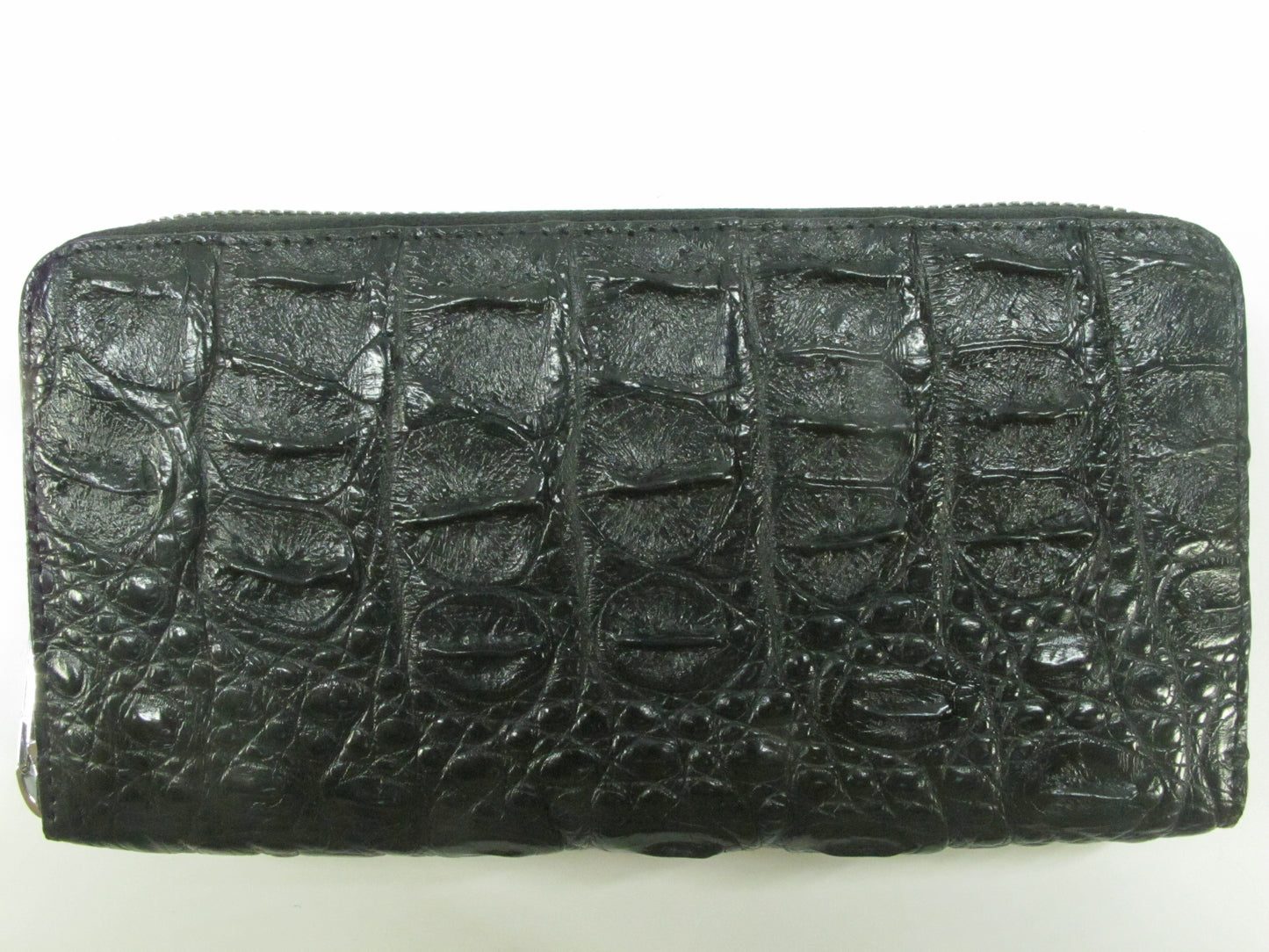 Genuine Crocodile Half Backbone Skin Leather Zip Around Clutch Wallet Purse