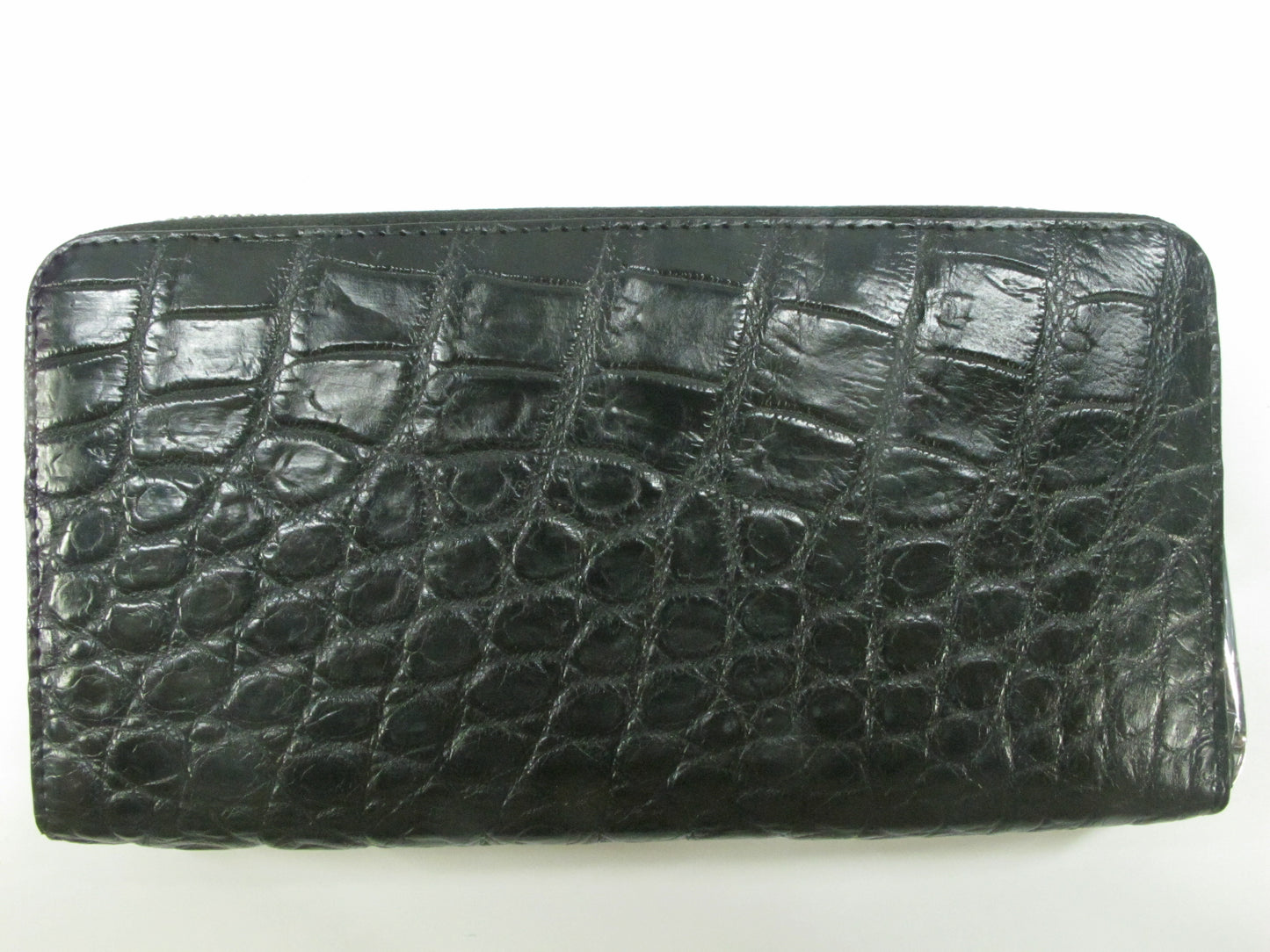 Genuine Crocodile Half Backbone Skin Leather Zip Around Clutch Wallet Purse