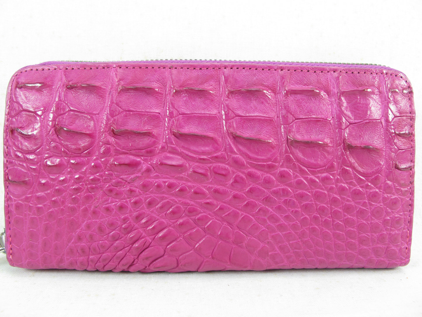 Genuine Crocodile Half Backbone Skin Leather Zip Around Clutch Wallet Purse