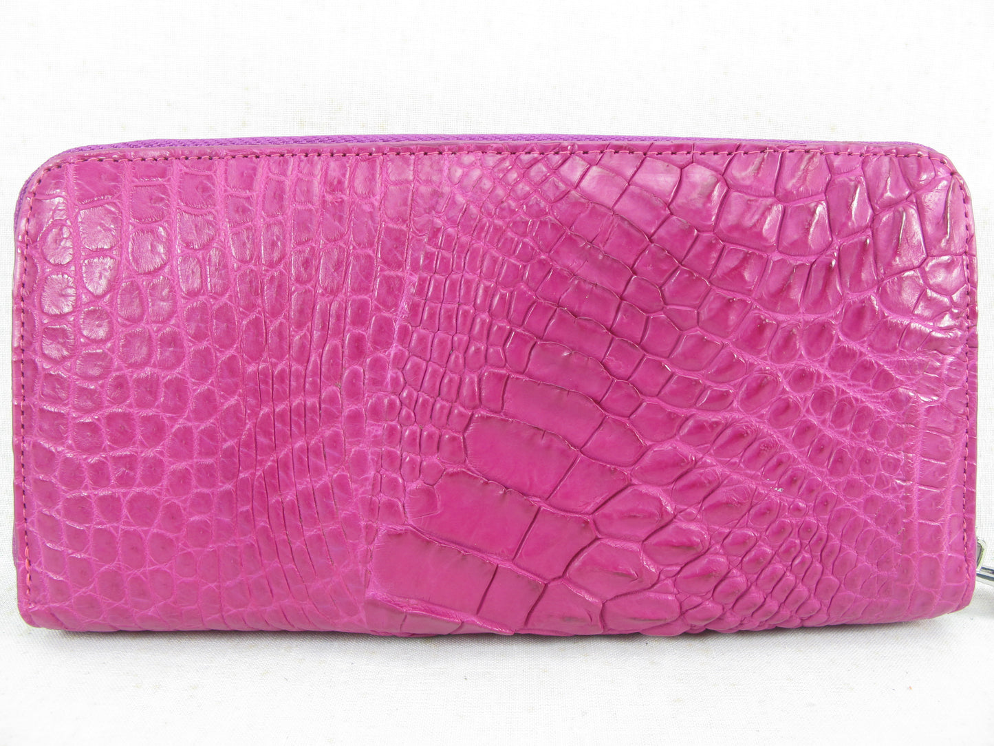 Genuine Crocodile Half Backbone Skin Leather Zip Around Clutch Wallet Purse