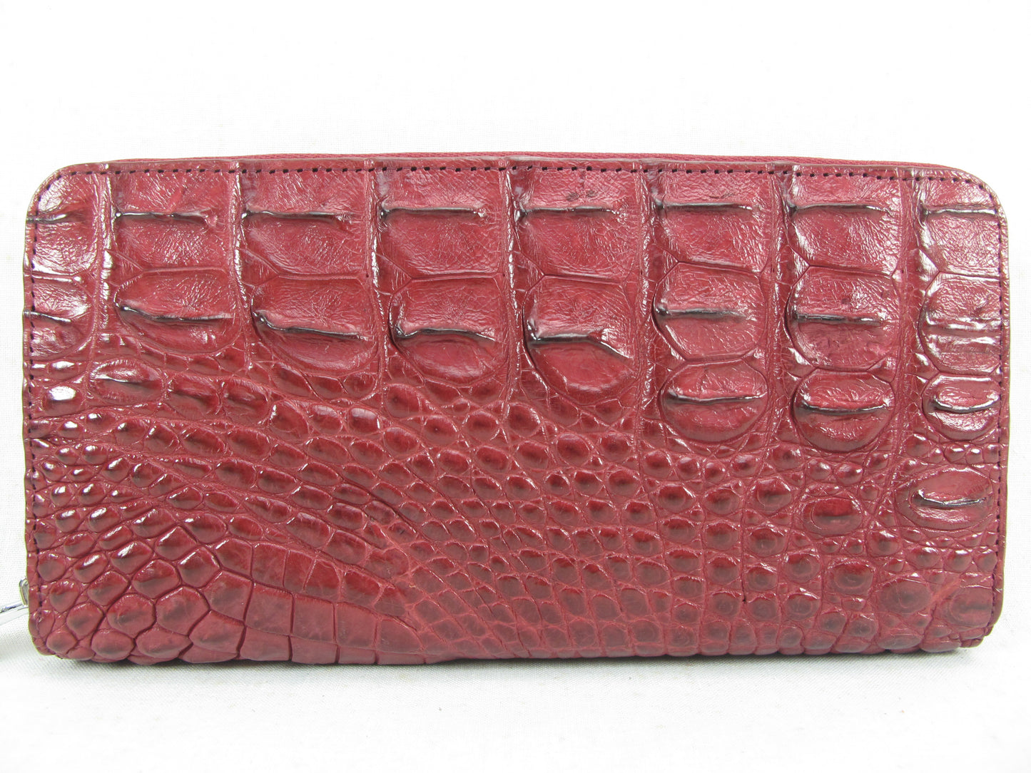 Genuine Crocodile Half Backbone Skin Leather Zip Around Clutch Wallet Purse