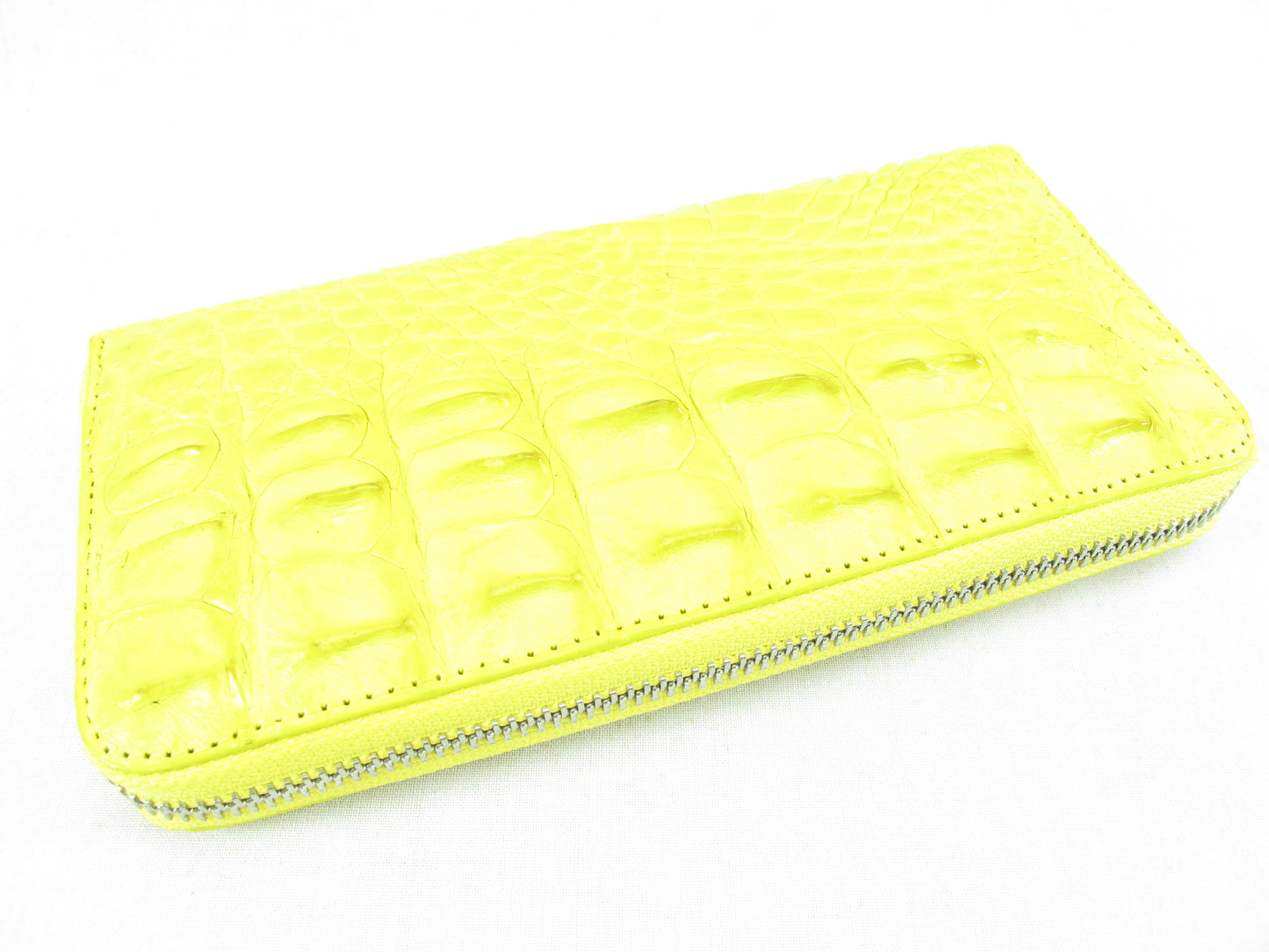Genuine Crocodile Half Backbone Skin Leather Zip Around Clutch Wallet Purse