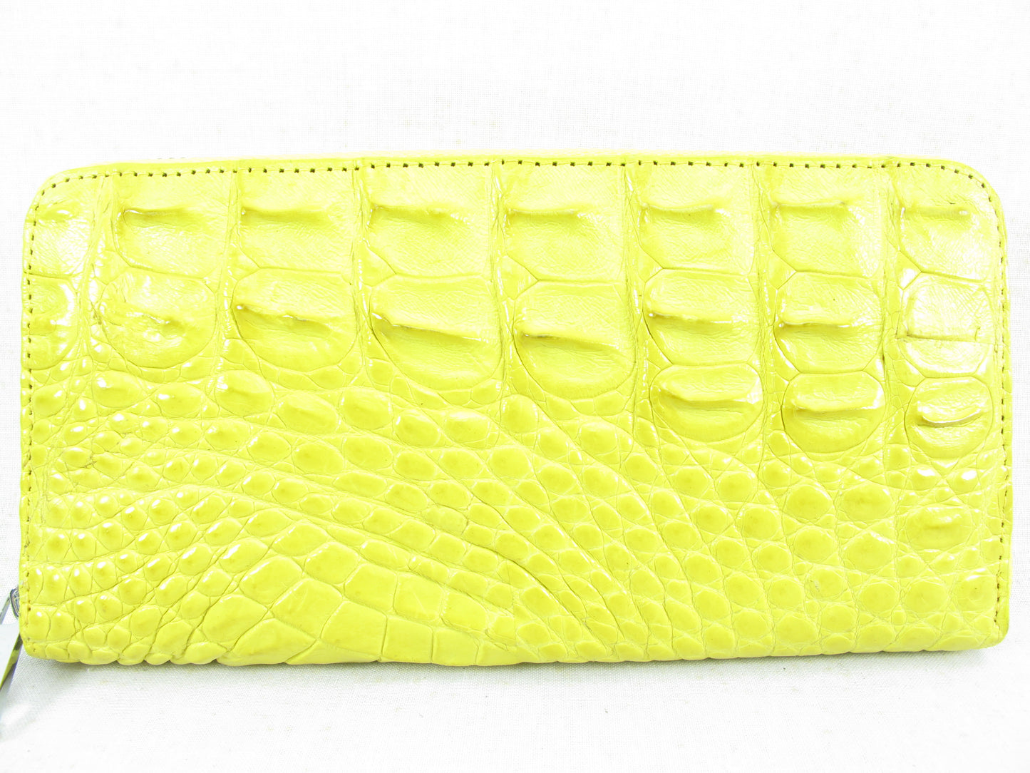 Genuine Crocodile Half Backbone Skin Leather Zip Around Clutch Wallet Purse