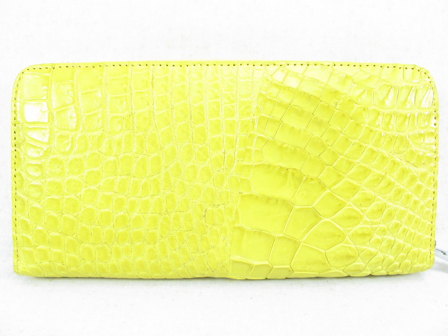 Genuine Crocodile Half Backbone Skin Leather Zip Around Clutch Wallet Purse