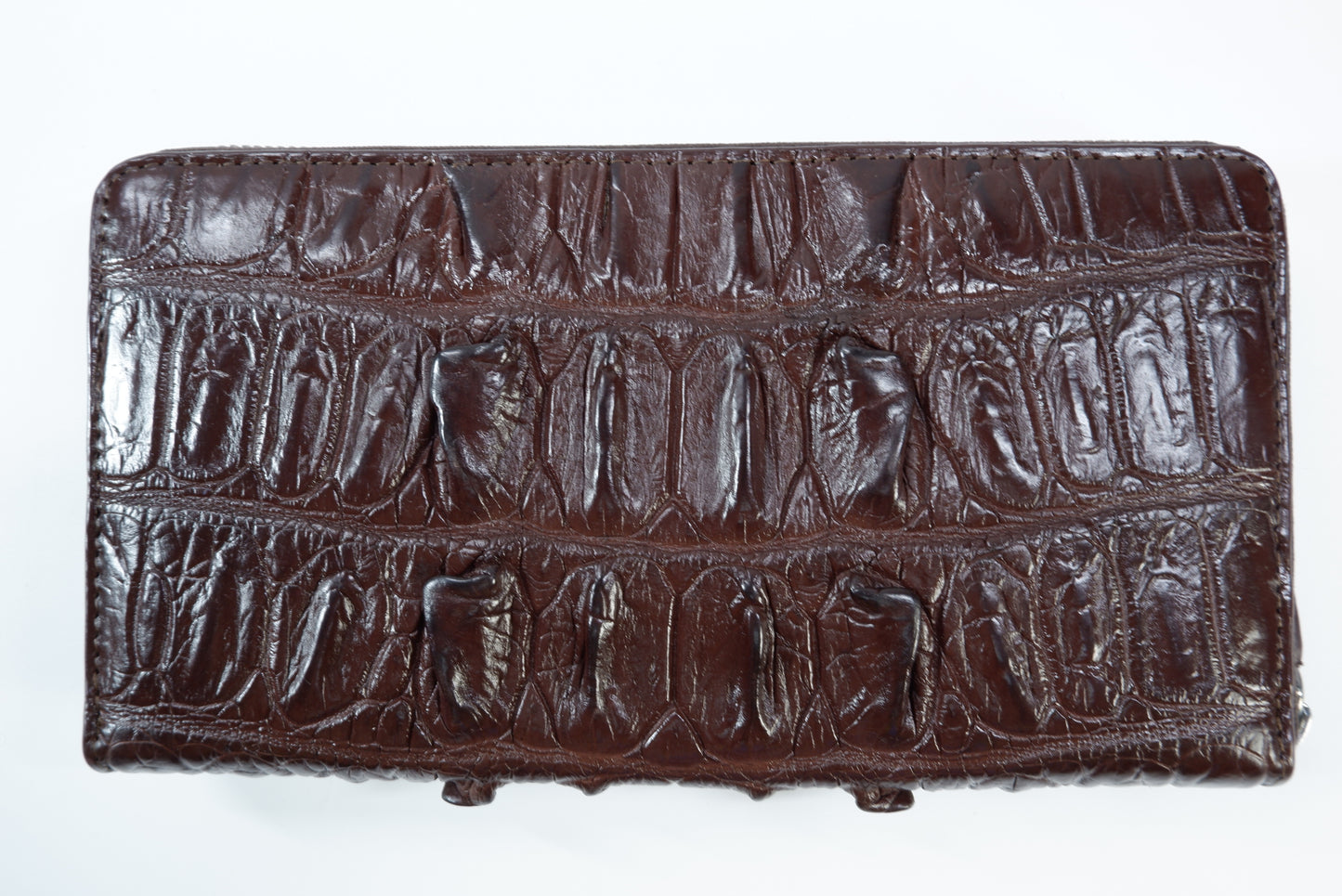 Genuine Crocodile Tail Skin Leather Zip Around Clutch Wallet Purse