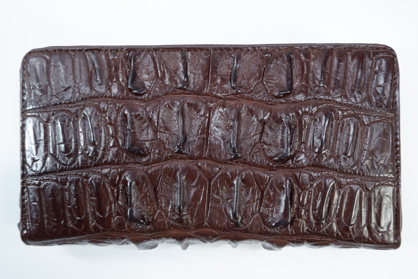 Genuine Crocodile Tail Skin Leather Zip Around Clutch Wallet Purse