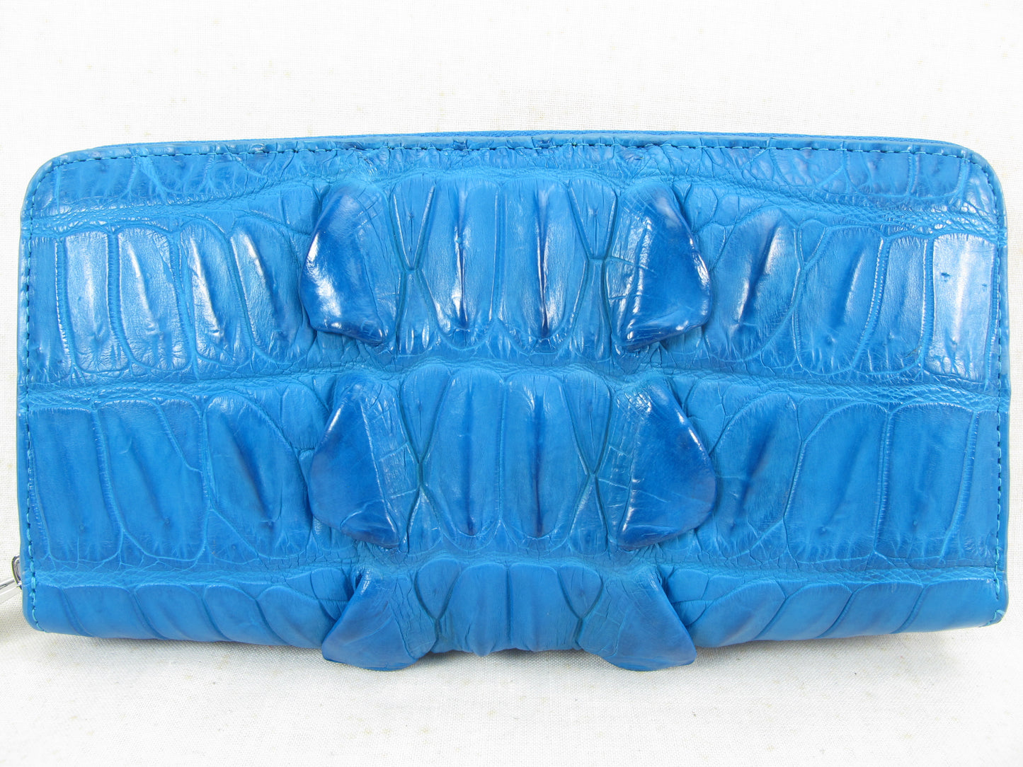 Genuine Crocodile Tail Skin Leather Zip Around Clutch Wallet Purse