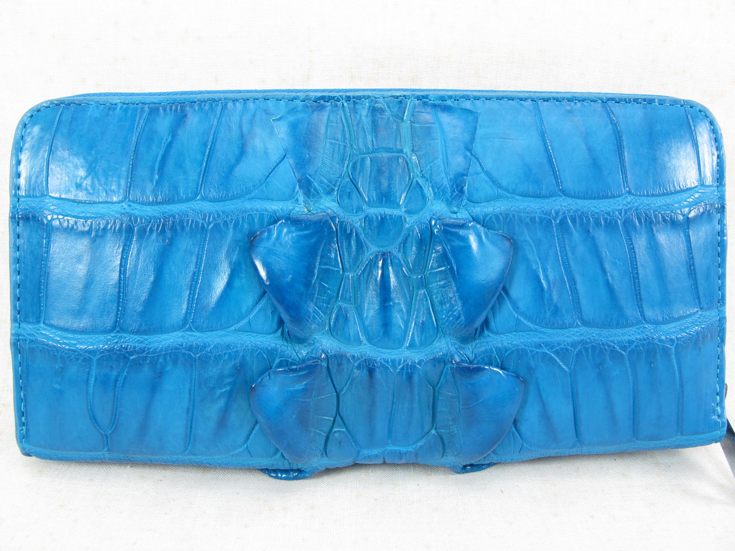 Genuine Crocodile Tail Skin Leather Zip Around Clutch Wallet Purse