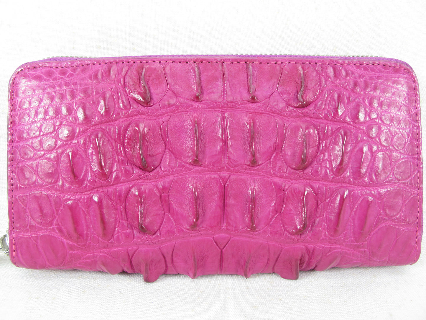 Genuine Crocodile Tail Skin Leather Zip Around Clutch Wallet Purse