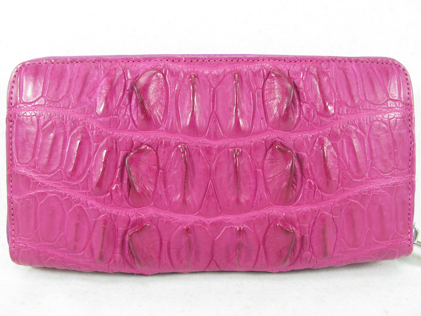 Genuine Crocodile Tail Skin Leather Zip Around Clutch Wallet Purse