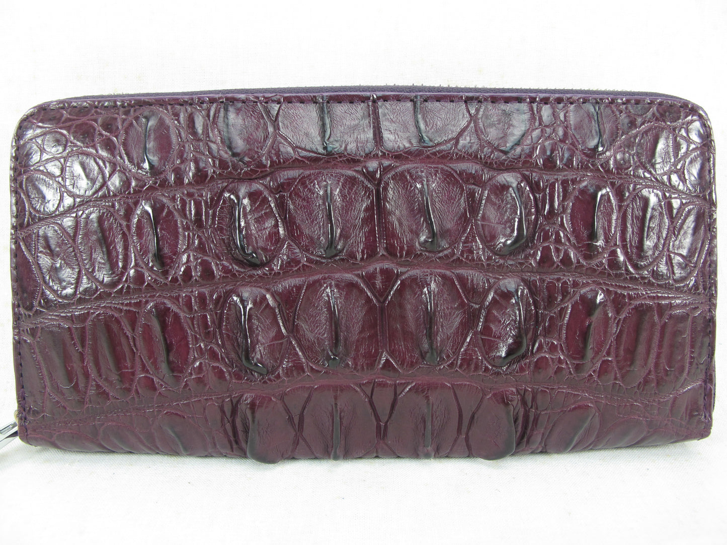 Genuine Crocodile Tail Skin Leather Zip Around Clutch Wallet Purse