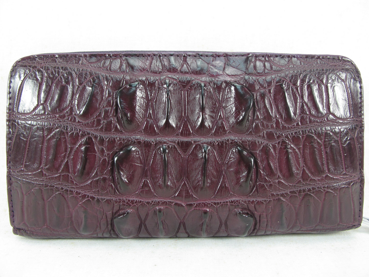 Genuine Crocodile Tail Skin Leather Zip Around Clutch Wallet Purse