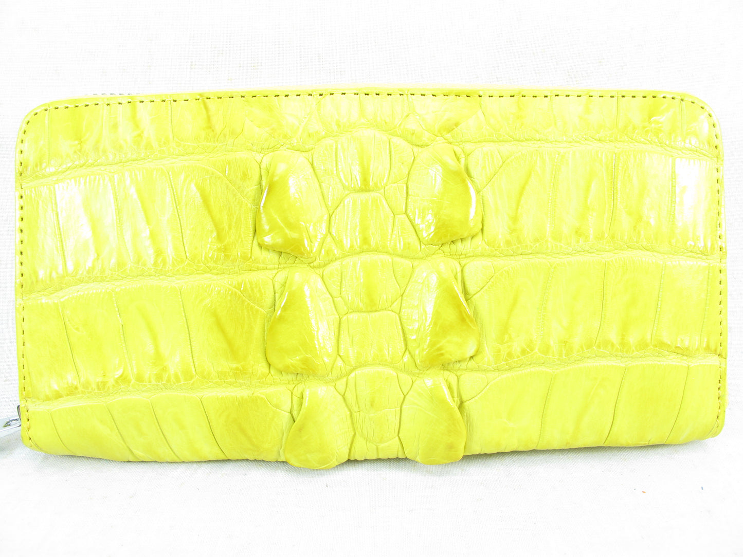 Genuine Crocodile Tail Skin Leather Zip Around Clutch Wallet Purse