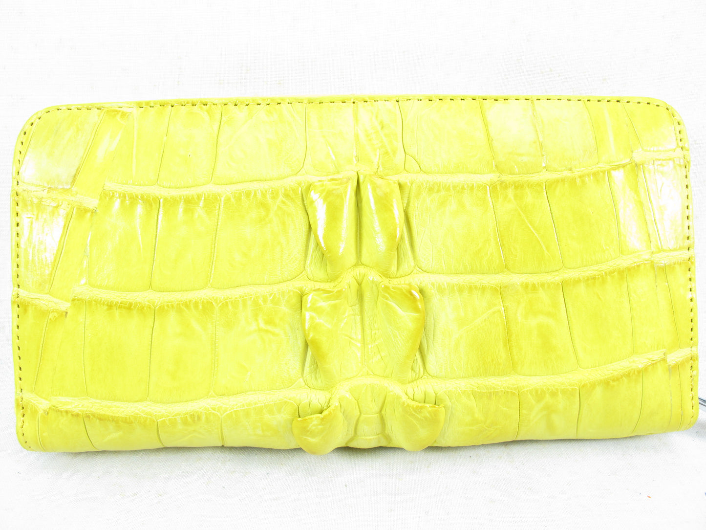 Genuine Crocodile Tail Skin Leather Zip Around Clutch Wallet Purse