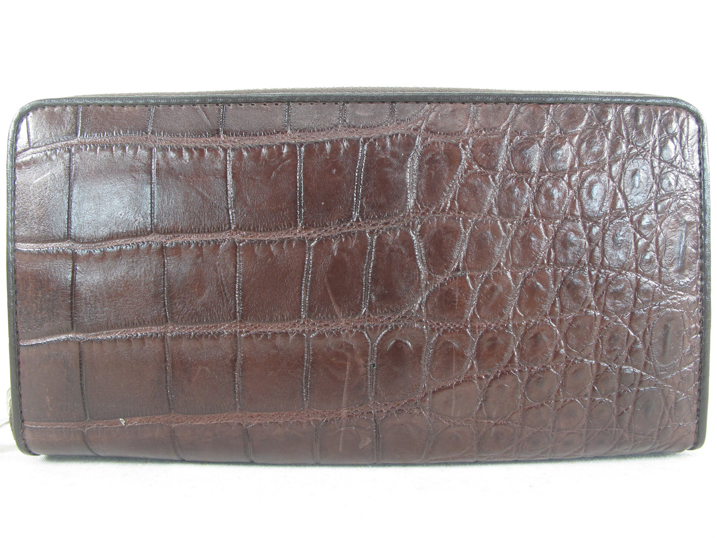 Genuine Crocodile Belly Skin Leather Zip Around Clutch Wallet Purse