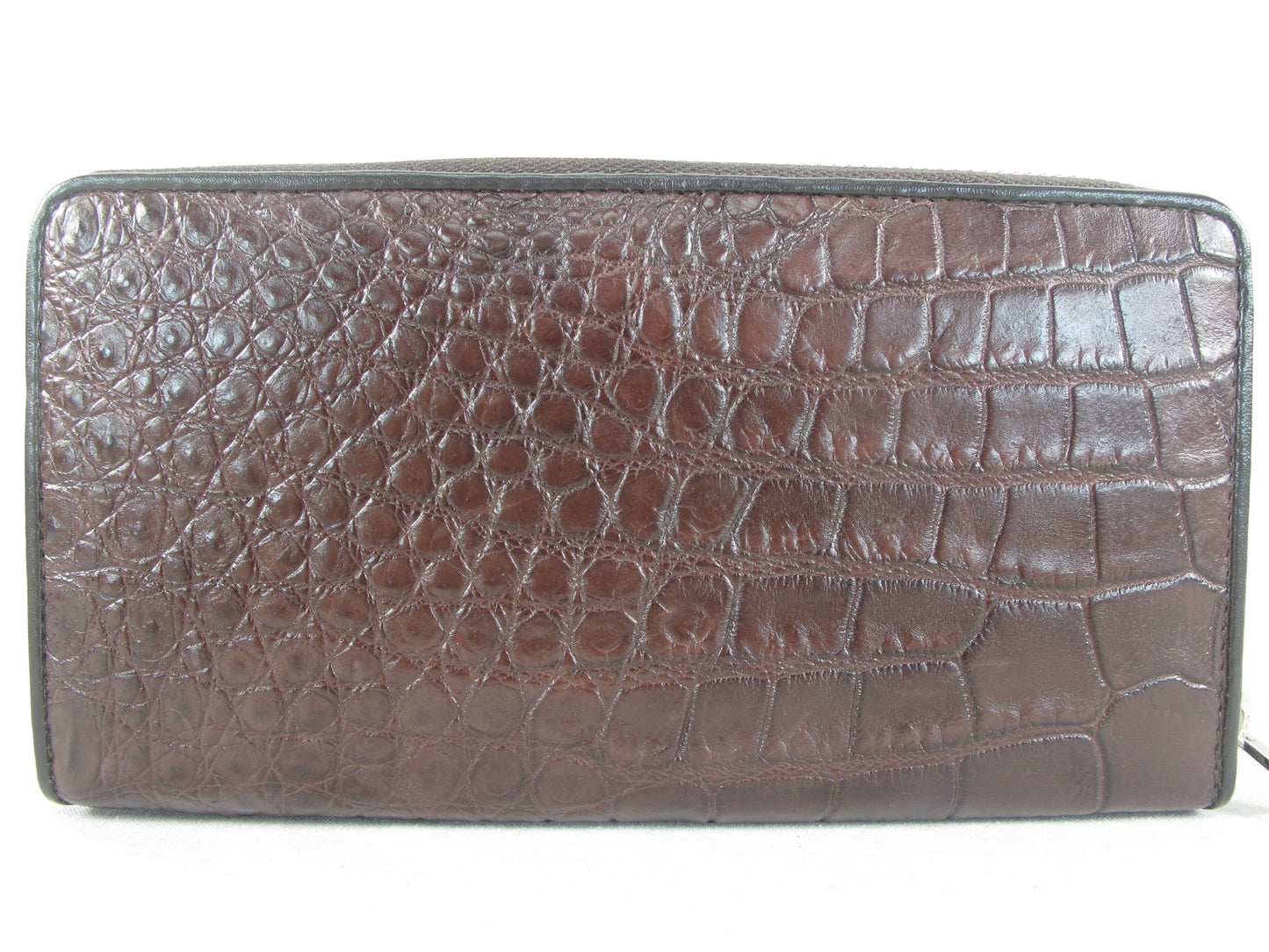 Genuine Crocodile Belly Skin Leather Zip Around Clutch Wallet Purse