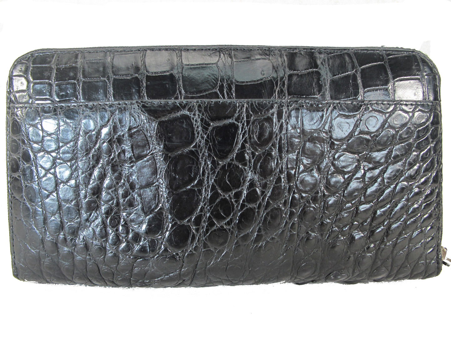 Genuine Crocodile Hornback Skin Leather Zip Around Clutch Wallet Purse
