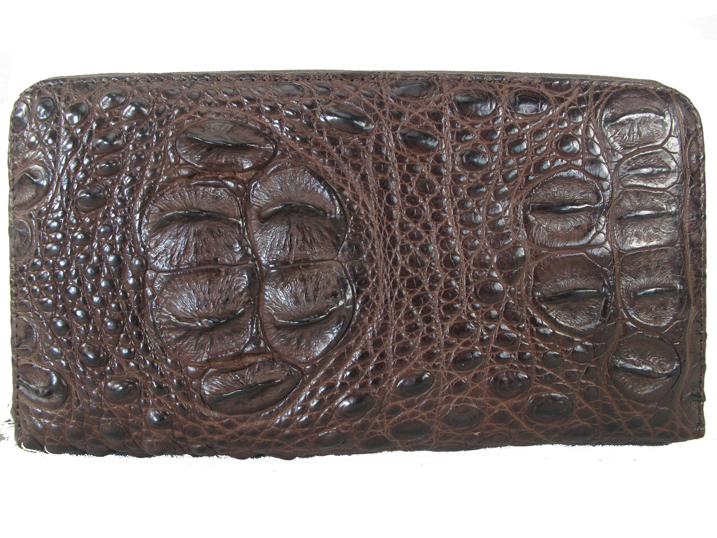 Genuine Crocodile Hornback Skin Leather Zip Around Clutch Wallet Purse