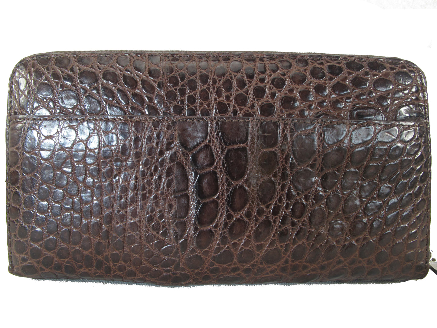 Genuine Crocodile Hornback Skin Leather Zip Around Clutch Wallet Purse
