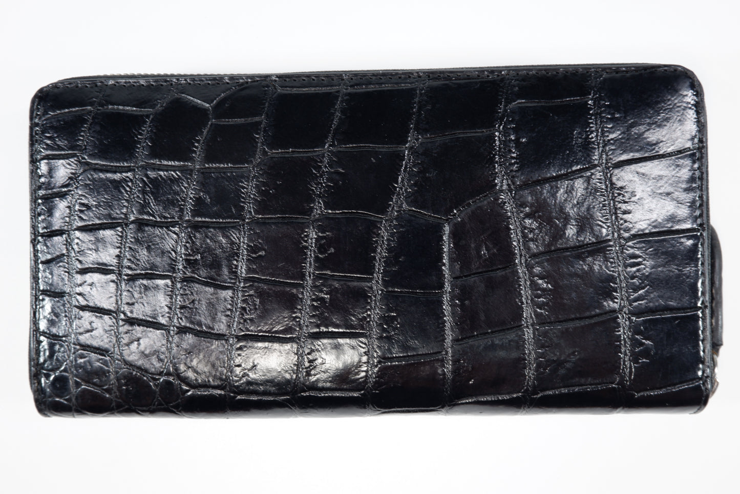 Genuine Crocodile Belly Skin Leather Zip Around Clutch Wallet Purse