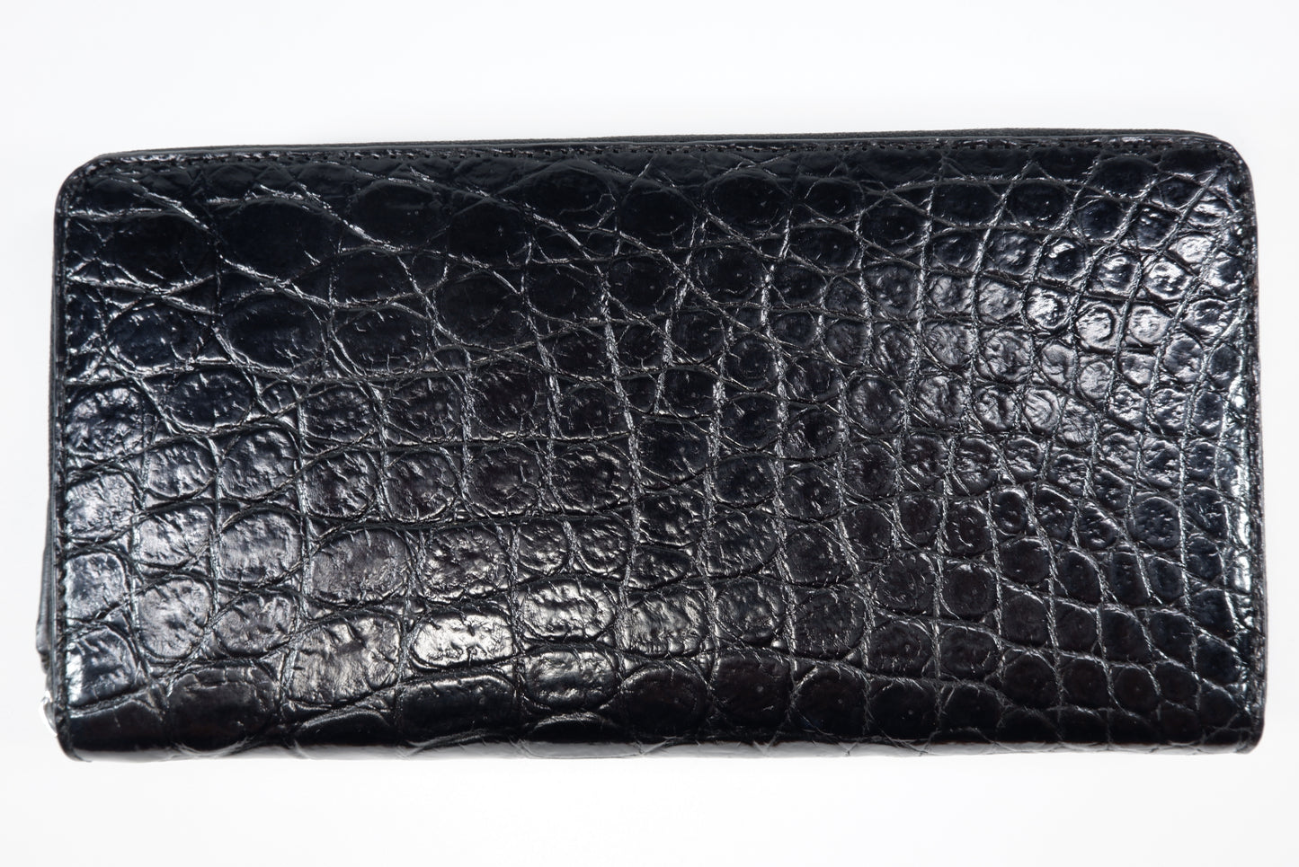 Genuine Crocodile Belly Skin Leather Zip Around Clutch Wallet Purse