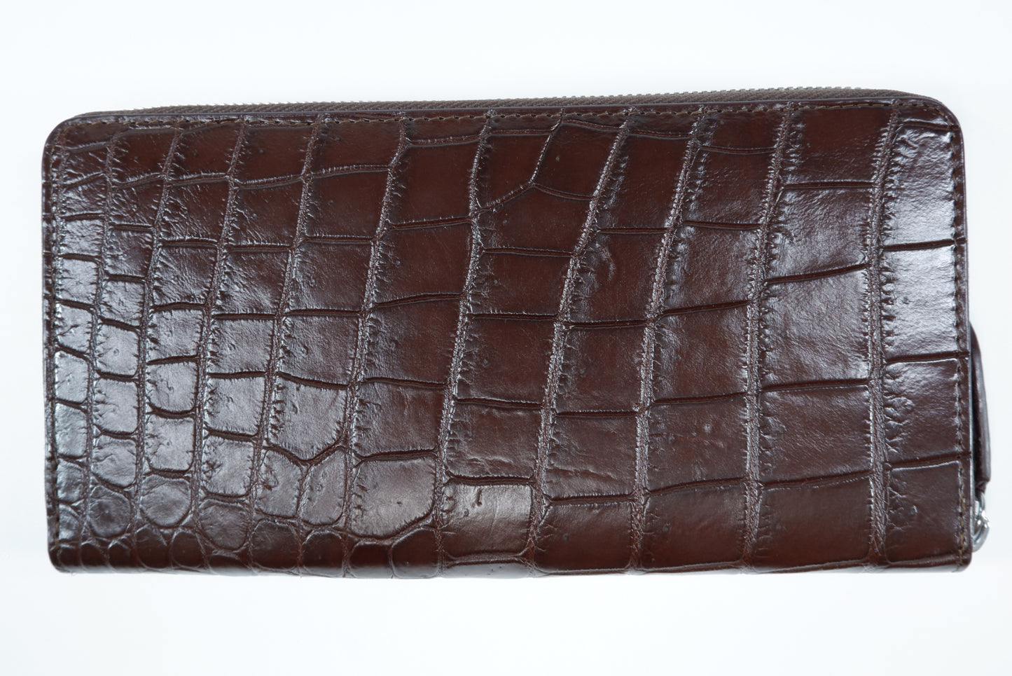 Genuine Crocodile Belly Skin Leather Zip Around Clutch Wallet Purse