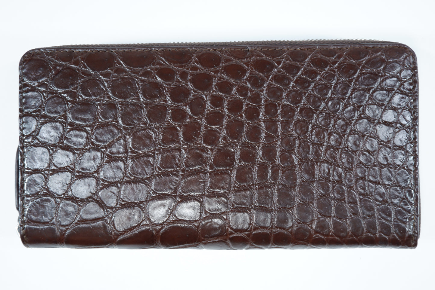 Genuine Crocodile Belly Skin Leather Zip Around Clutch Wallet Purse
