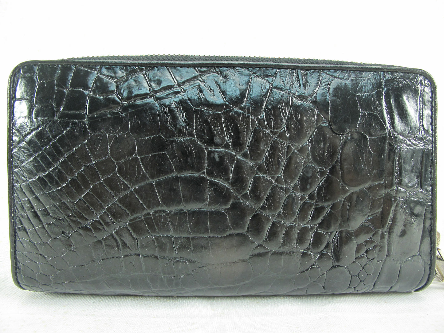 Genuine Crocodile Foot Claw Skin Leather Double Zip Around Clutch Wallet Purse