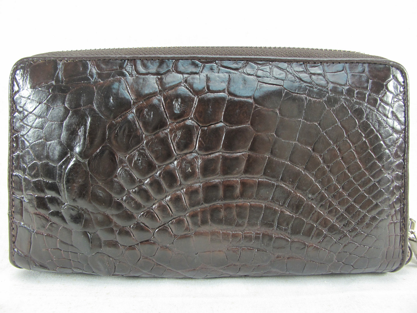 Genuine Crocodile Foot Claw Skin Leather Double Zip Around Clutch Wallet Purse