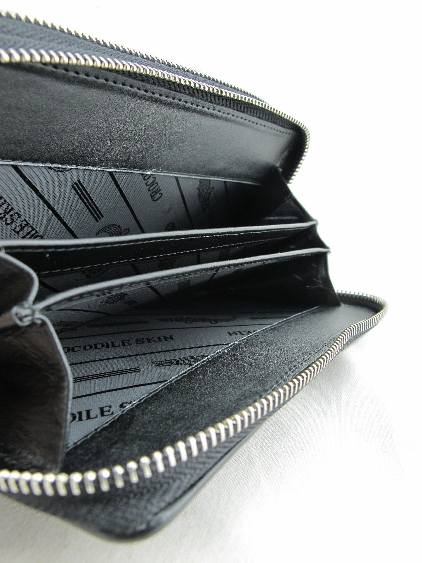 Genuine Crocodile Backbone Skin Leather Double Zip Around Wristlet Wallet Purse