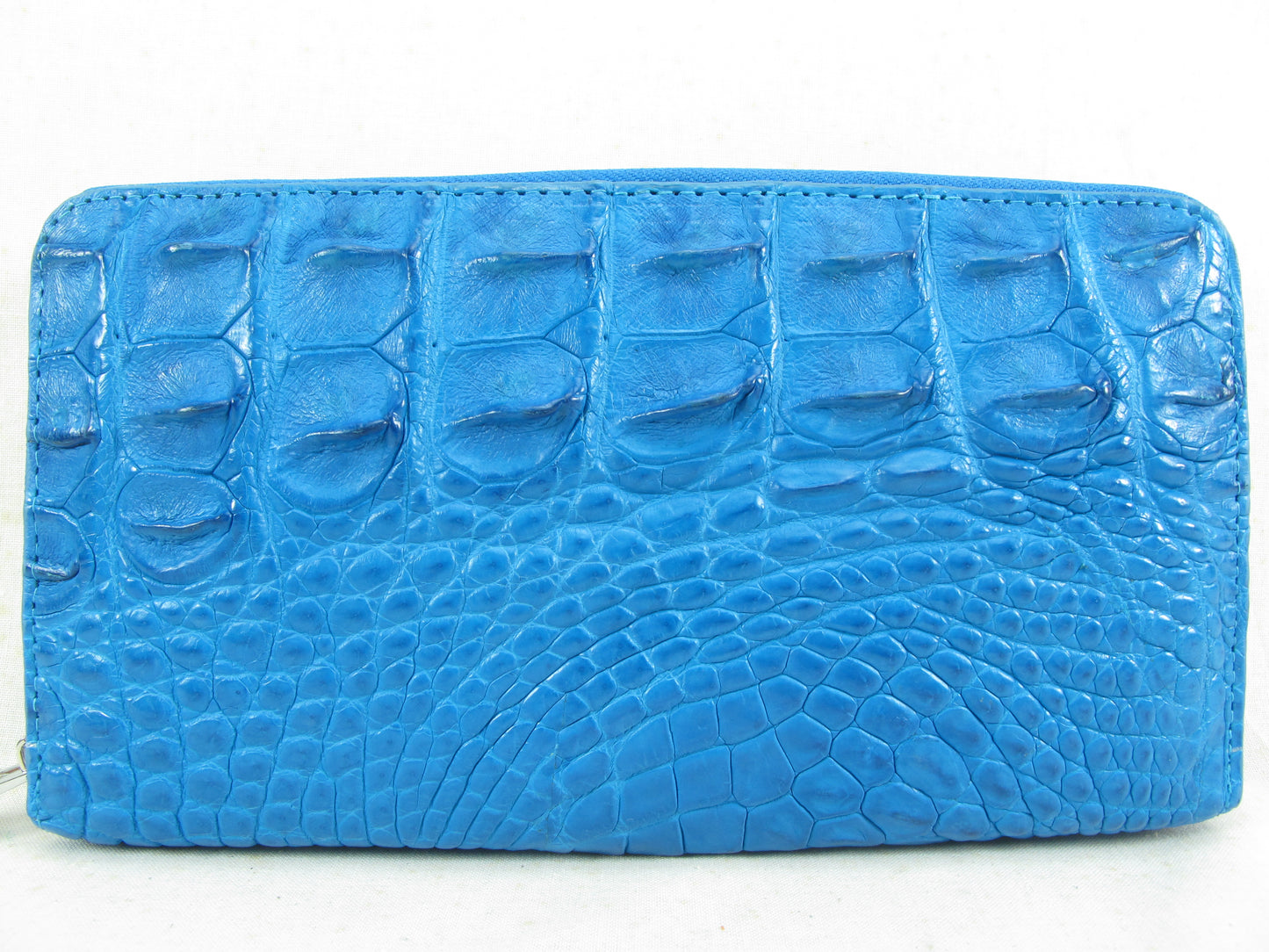Genuine Crocodile Half Backbone Skin Leather Large Zip Around Clutch Wallet Purse