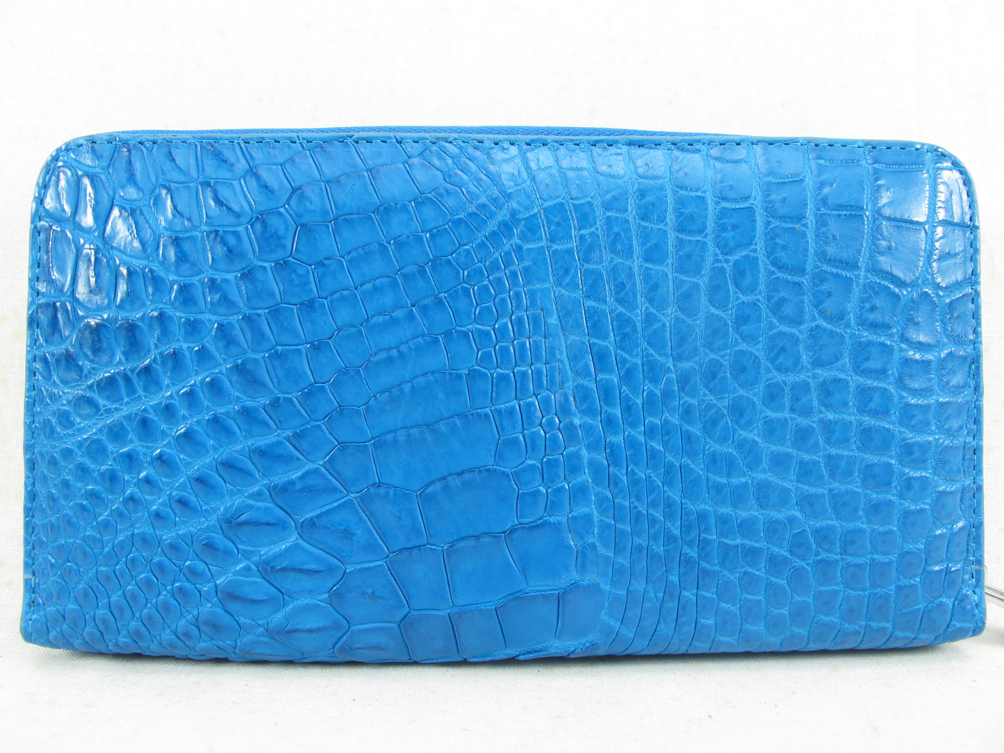 Genuine Crocodile Half Backbone Skin Leather Large Zip Around Clutch Wallet Purse