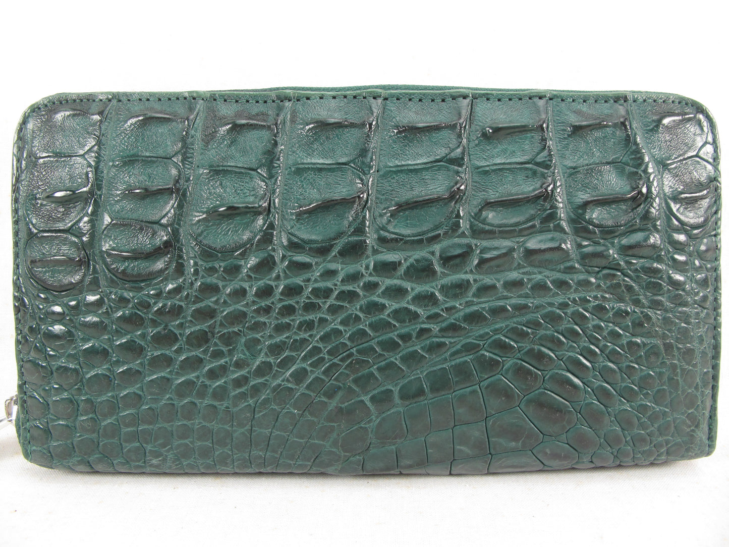 Genuine Crocodile Half Backbone Skin Leather Large Zip Around Clutch Wallet Purse