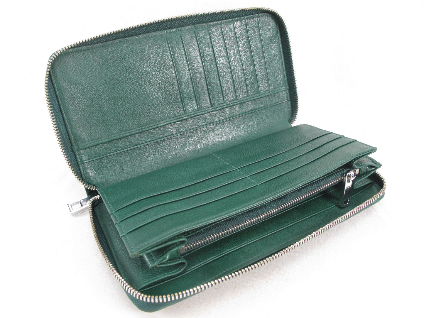 Genuine Crocodile Half Backbone Skin Leather Large Zip Around Clutch Wallet Purse