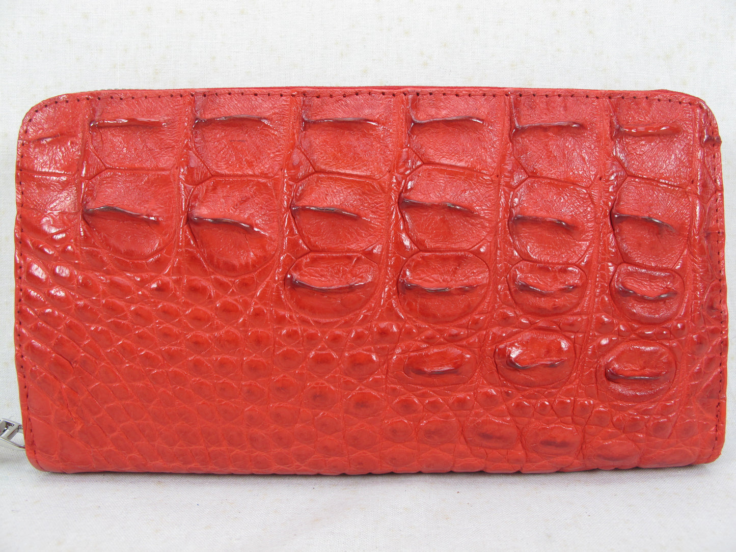 Genuine Crocodile Half Backbone Skin Leather Large Zip Around Clutch Wallet Purse