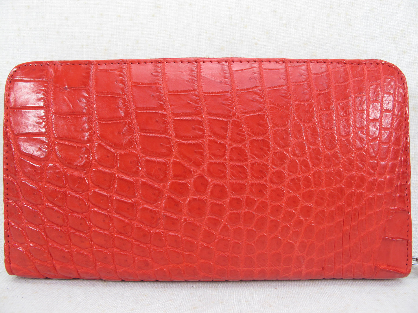 Genuine Crocodile Half Backbone Skin Leather Large Zip Around Clutch Wallet Purse