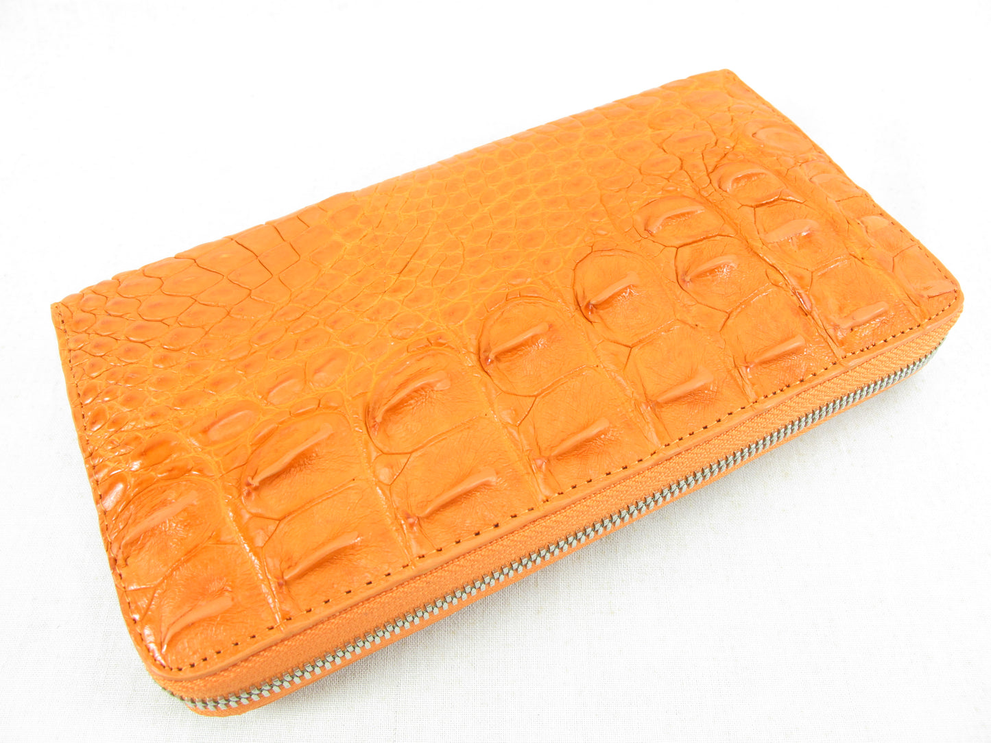 Genuine Crocodile Half Backbone Skin Leather Large Zip Around Clutch Wallet Purse