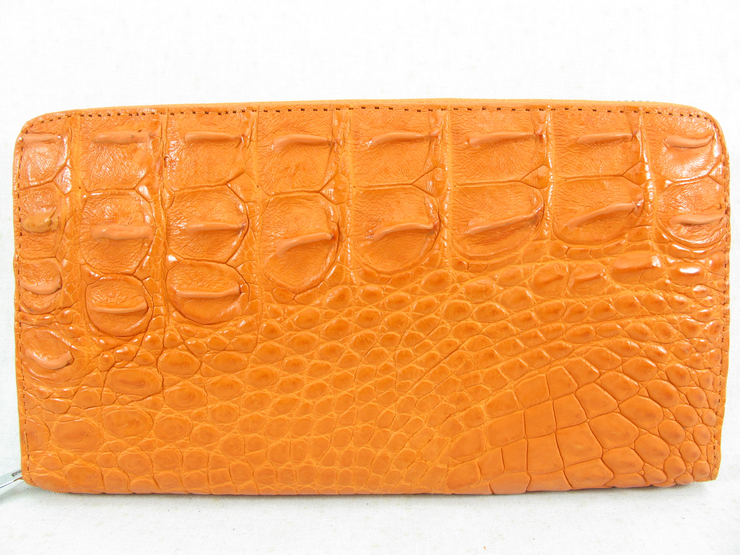 Genuine Crocodile Half Backbone Skin Leather Large Zip Around Clutch Wallet Purse