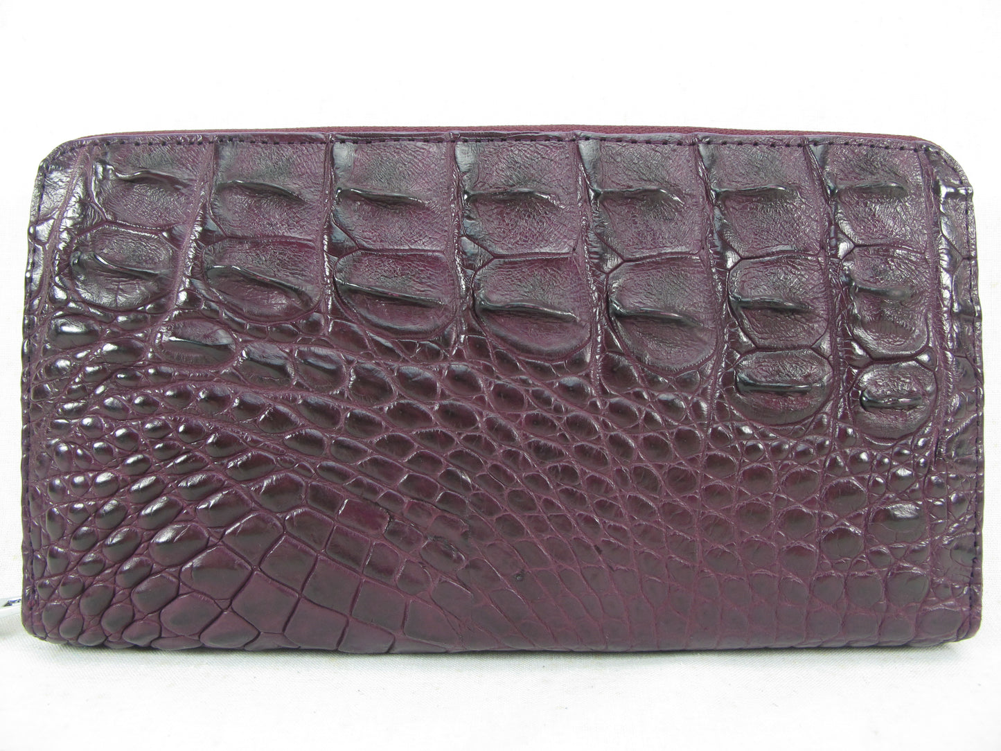 Genuine Crocodile Half Backbone Skin Leather Large Zip Around Clutch Wallet Purse