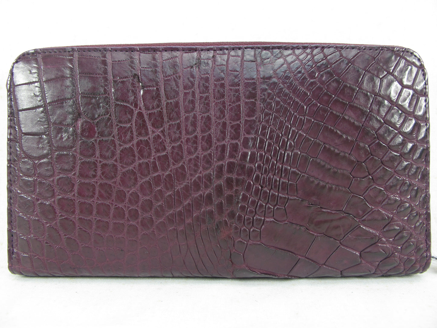 Genuine Crocodile Half Backbone Skin Leather Large Zip Around Clutch Wallet Purse