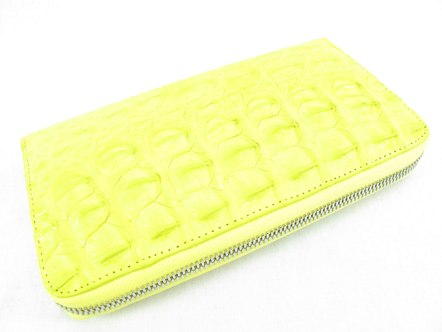 Genuine Crocodile Half Backbone Skin Leather Large Zip Around Clutch Wallet Purse