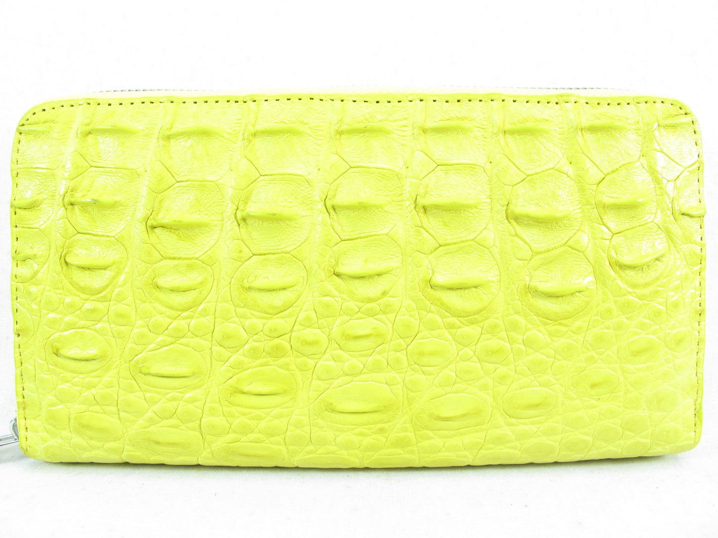 Genuine Crocodile Half Backbone Skin Leather Large Zip Around Clutch Wallet Purse