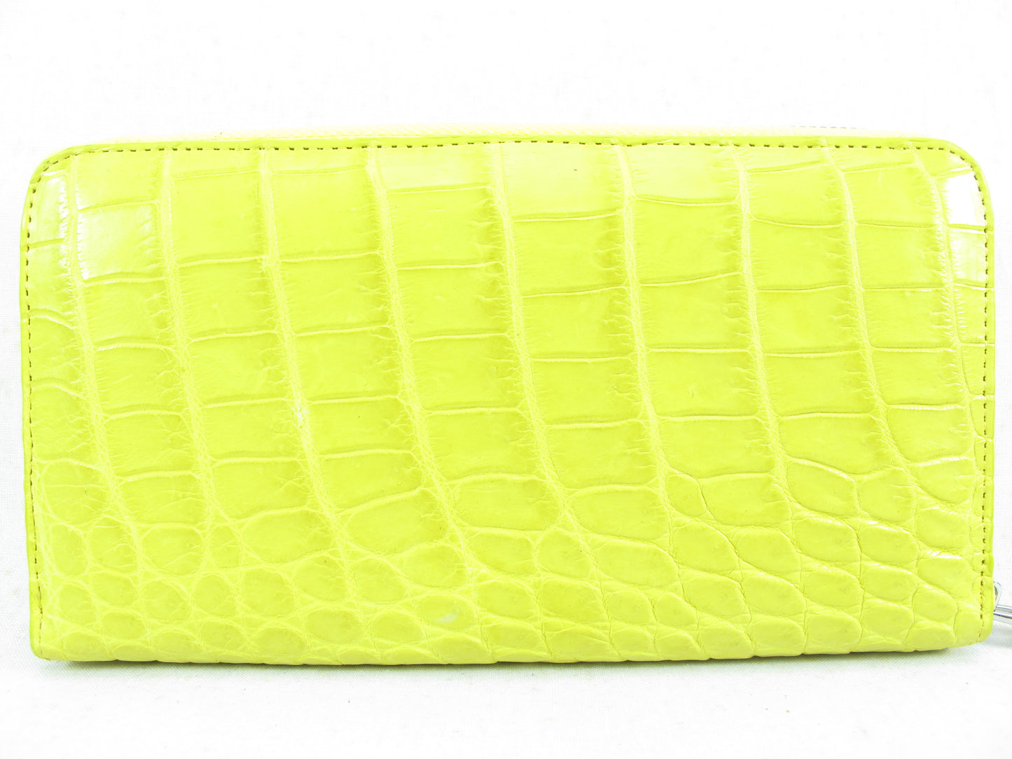 Genuine Crocodile Half Backbone Skin Leather Large Zip Around Clutch Wallet Purse